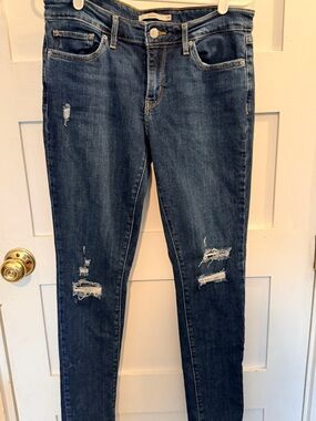 Levi's Dark Blue Distressed Skinny Jeans